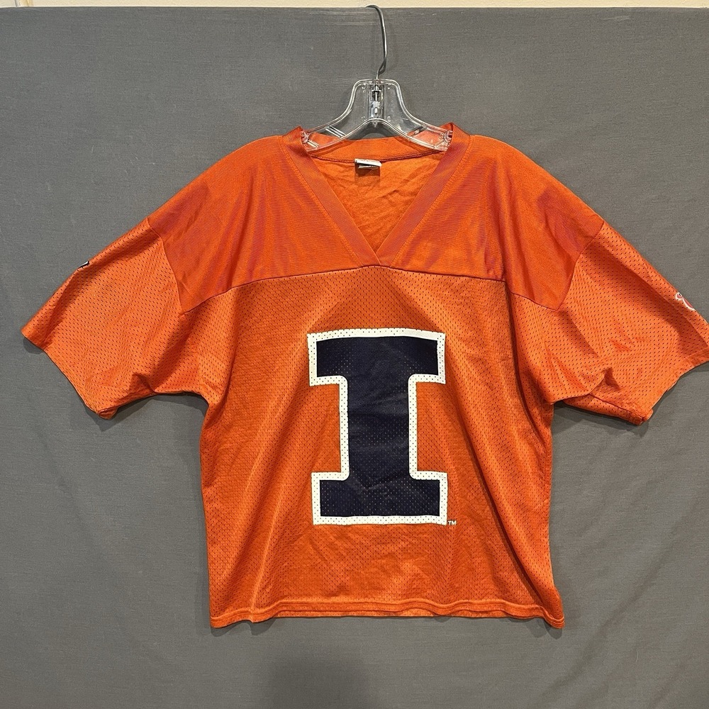 Vintage Illinois Fighting Illini Football Jersey Mens L Orange Mesh NCAA Promo